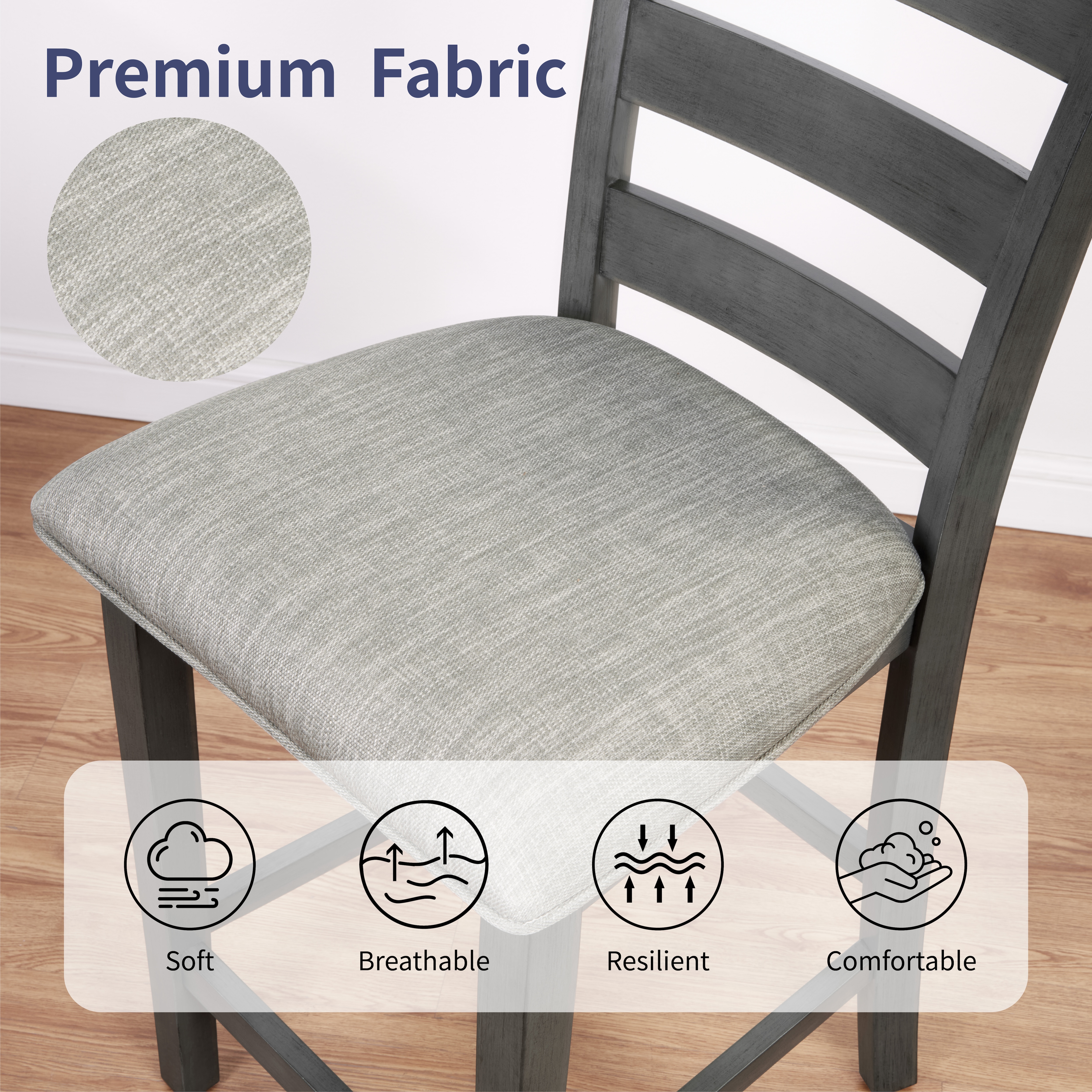 30" Modern Dining Table Set For 2 With Charging Station & 3-Tier Adjustable Storage | Space-Saving Kitchen Set With Upholstered Chairs For Small Spaces, Apartment,Gray_voghion.com